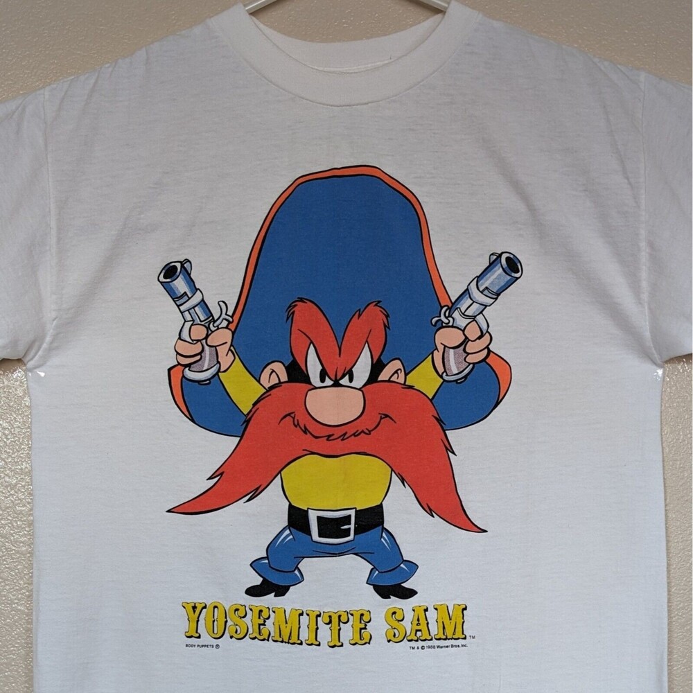 Vintage 1988 Yosemite Sam Guns Large T-Shirt Looney Tunes Body Puppets Back Off
